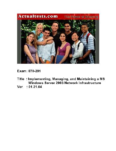 ﻿آزمایش واقعی: پیاده سازی، مدیریت و نگهداری زیرساخت شبکه MS Windows Server 2003