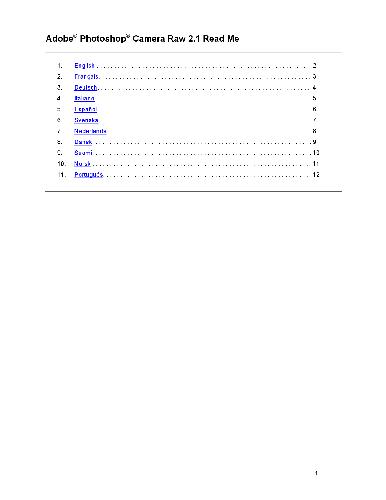 ﻿Adobe Photoshop Camera Raw 2.1 Read Me