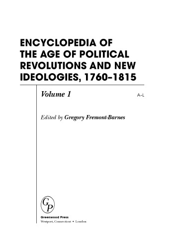 دائرyclالمعارف عصر انقلابهای سیاسی و ایدئولوژیهای جدید ، 1815-1760: الف - ال