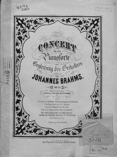 ﻿کنسرت خز Pianoforte mit Begleitung des Orchesters, comp. v یوهانس برامس