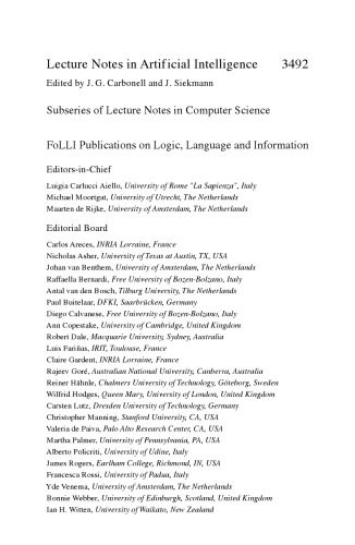 ﻿جنبه های منطقی زبان شناسی محاسباتی: پنجمین کنفرانس بین المللی، LACL 2005، بوردو، فرانسه، 28-30 آوریل، 2005. مجموعه مقالات