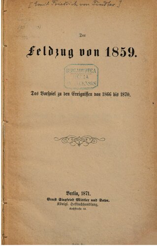 ﻿کمپین 1859: پیش درآمد وقایع 1866 و 1870