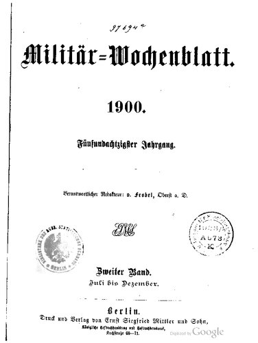 ﻿هفته نامه نظامی. پیوست: روزنامه ادبیات نظامی 1900/1901