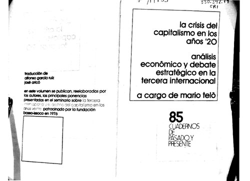 ﻿بحران سرمایه داری در دهه 1920: تحلیل اقتصادی و بحث استراتژیک در انترناسیونال سوم