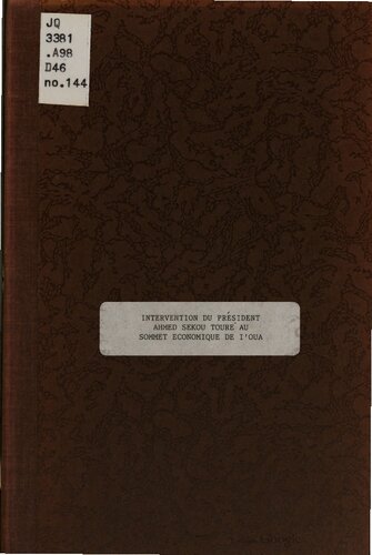 ﻿سخنرانی رئیس جمهور احمد سکو توره در اجلاس اقتصادی OAU (لاگوس از 28 تا 29 آوریل 1980). O. A. U. رئیس دولت گینه در اجلاس اقتصادی در لاگوس