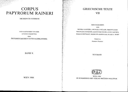 ﻿Corpus Papyrorum Raineri Archeducis Austriae / Corpus Papyrorum Raineri Archeducis Austriae: متون یونانی VII