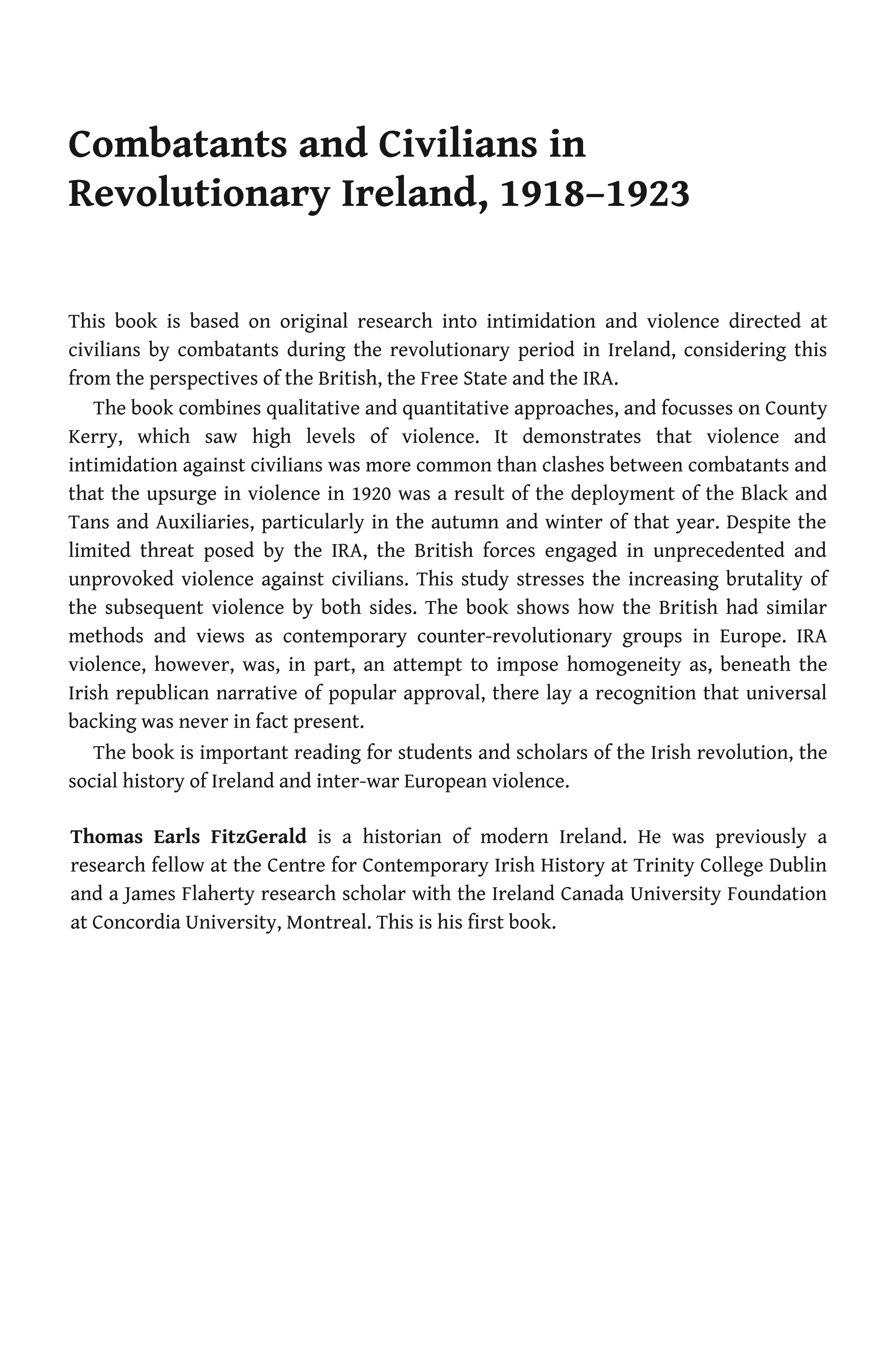 ﻿مبارزان و غیرنظامیان در ایرلند انقلابی، 1918-1923