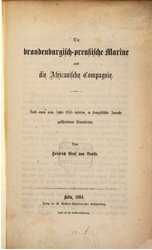 ﻿نیروی دریایی براندنبورگ-پروس و شرکت آفریقایی؛ بر اساس یک نسخه خطی که در سال 1755 به زبان فرانسه نوشته شده است