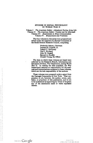 ﻿مطالعات روانشناسی اجتماعی در جنگ جهانی دوم: جلد چهارم اندازه گیری و پیش بینی