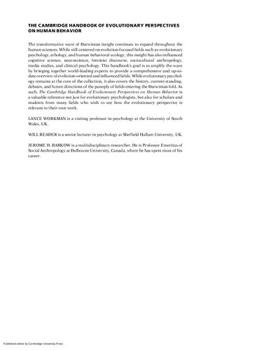 ﻿کتاب کمبریج دیدگاه های تکاملی در مورد رفتار انسان