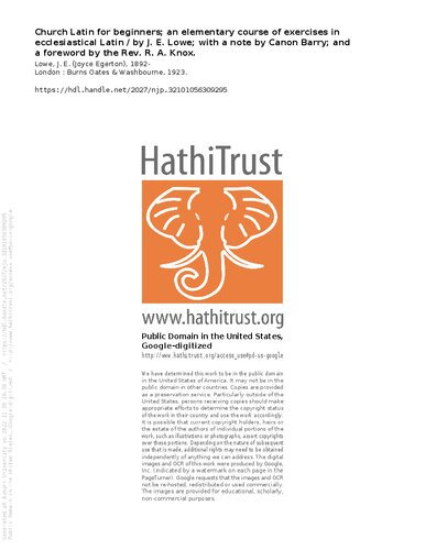 ﻿لاتین کلیسایی برای مبتدیان: دوره ابتدایی تمرینات در لاتین کلیسایی