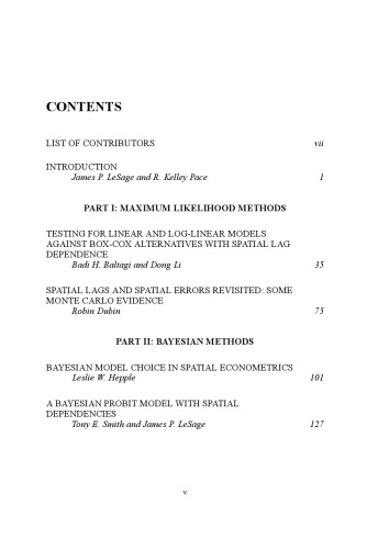 Econometrics Spatial and Spatiotemporal، جلد 18