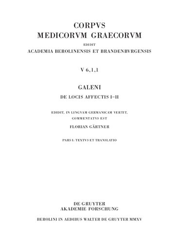 ﻿Galeni De locis affectis I–II
