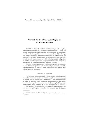 ﻿1951 - ارائه پدیدارشناسی مرلوپونتی