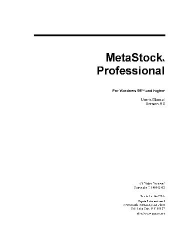MetaStock Professional برای ویندوز 98 و بالاتر User Manual Version 8.0