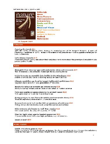 طبیعت (جلد 430 ، شماره 7002 ، 19 اوت 2004)