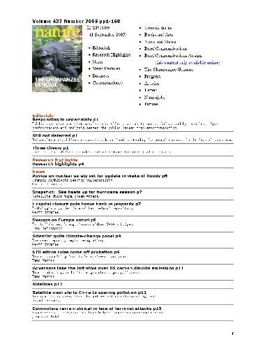 طبیعت (دوره 437 ، شماره 7055 ، 1 سپتامبر 2005)