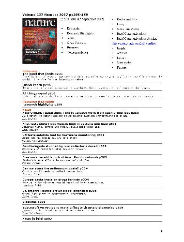 طبیعت (دوره 437 ، شماره 7057 ، 15 سپتامبر 2005)
