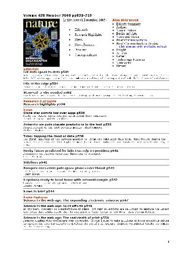 طبیعت (جلد 438 ، شماره 7068 ، 1 دسامبر 2005)
