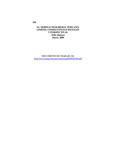 ﻿مدل نئولیبرالی پرو: محدودیت ها، پیامدهای اجتماعی و دیدگاه ها