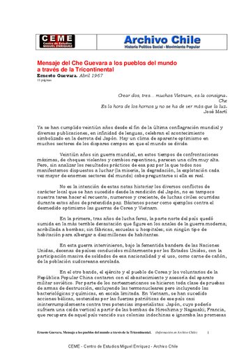 ﻿پیام چه گوارا به مردم جهان از طریق سه قاره ای