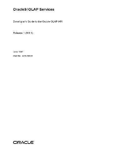 ﻿خدمات Oracle 9i OLAP. راهنمای توسعه‌دهنده برای Oracle OLAP AP