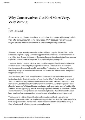 ﻿چرا محافظه کاران کارل مارکس را بسیار بسیار اشتباه می گیرند