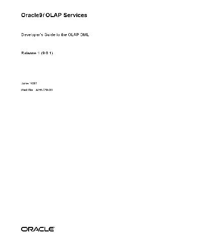 ﻿خدمات Oracle9i OLAP. راهنمای توسعه دهندگان برای OLAP DML