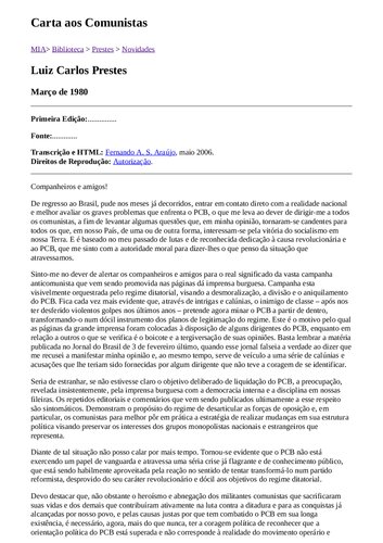 ﻿نامه ای به کمونیست ها