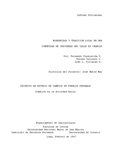 ﻿مدرنیته و سنت محلی در یک جامعه بومی دره چانکای (کانتا، لیما)