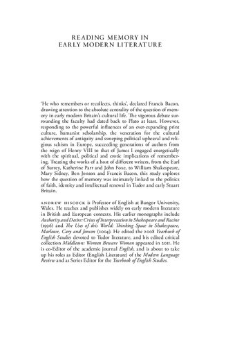 ﻿حافظه خواندن در ادبیات مدرن اولیه