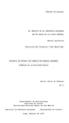 ﻿تأثیر صنعت ماهیگیری در یک دره در سواحل مرکزی (چانکی، لیما، پرو)