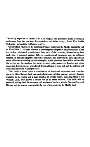 ﻿پایان امپراتوری در خاورمیانه: کناره گیری بریتانیا از قدرت در سه وابستگی اخیرش به عربی