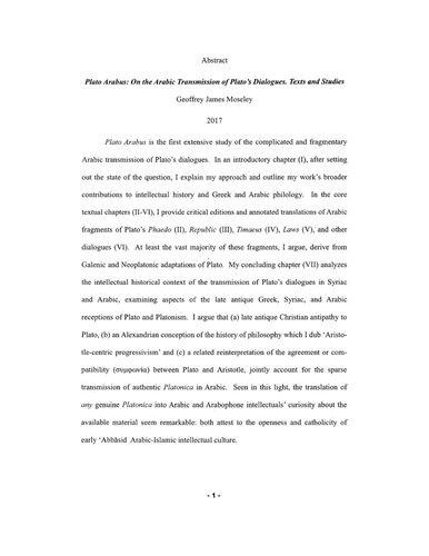 ﻿افلاطون عربوس: در مورد نقل عربی گفتگوهای افلاطون. متون و مطالعات
