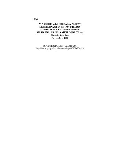 ﻿و شما... آیا پول برای شما باقی مانده است؟ عوامل تعیین کننده قیمت های خرده فروشی در بازار بنزین، در متروپولیتن لیما
