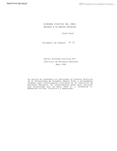 ﻿اقتصاد سیاسی پرو: رد دستور العمل ارتدکس