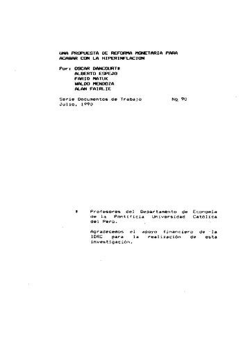 ﻿پیشنهادی برای اصلاحات پولی برای پایان دادن به تورم فوق العاده (پرو، ژوئیه 1990)