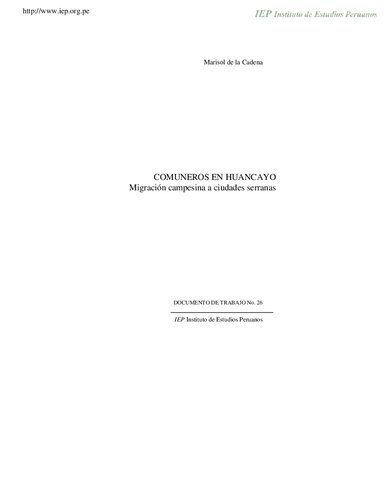 ﻿اعضای انجمن در Huancayo. مهاجرت دهقانان به شهرهای کوهستانی