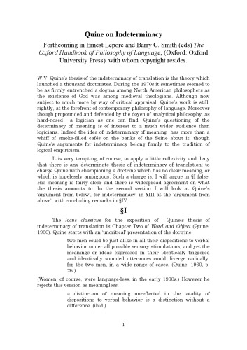 ﻿کواین در مورد عدم تعین