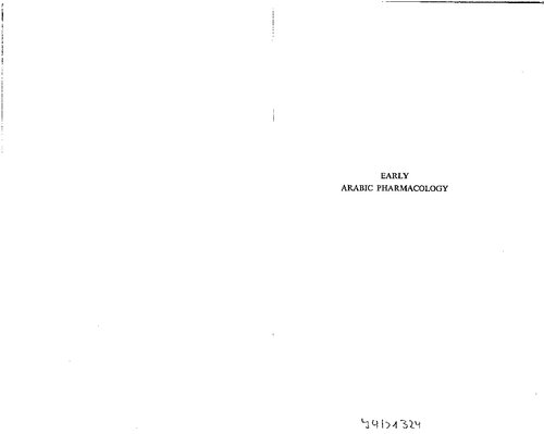 ﻿فارماکولوژی عربی اولیه: مقدمه ای بر اساس منابع باستانی و قرون وسطی