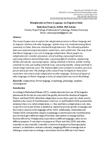 ﻿تکرار در زبان نیوار: یک مطالعه تجربی