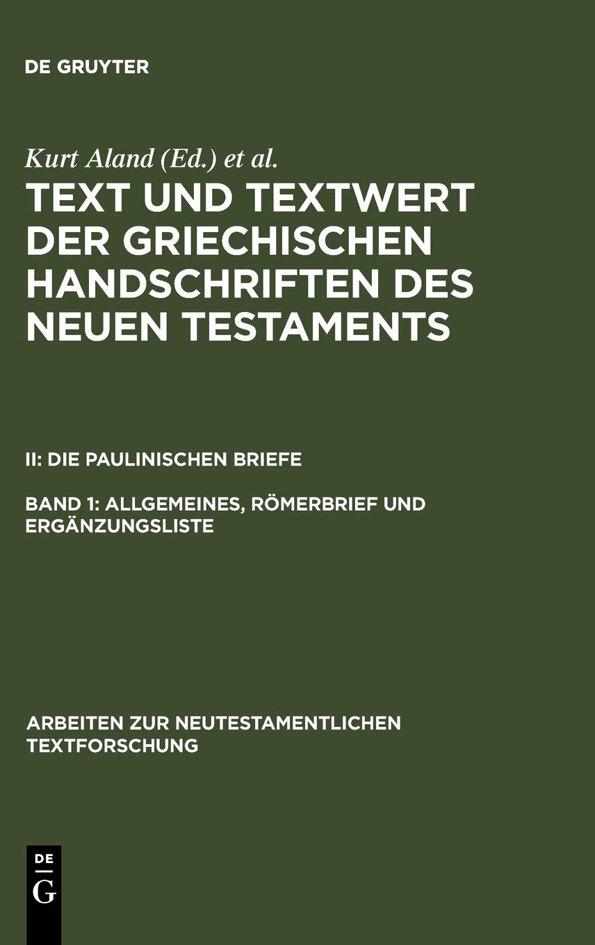 ﻿Allgemeines, Römerbrief und Ergänzungsliste Band 1