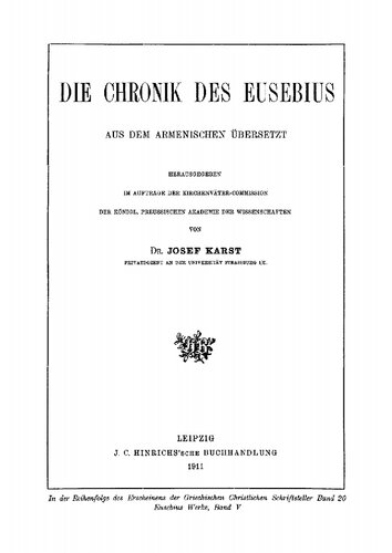 ﻿آثار اوسبیوس جلد 5 تواریخ. ترجمه از ارمنی
