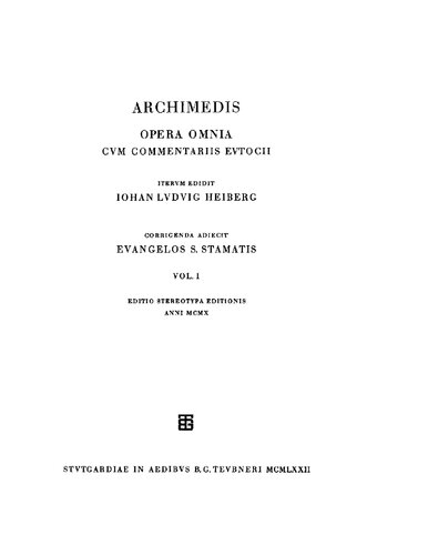 ﻿Archimedis opera omnia cum commentariis Eutocii. V.1.