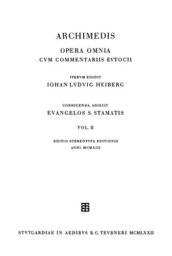 ﻿Archimedis opera omnia cum commentariis Eutocii. V.2.
