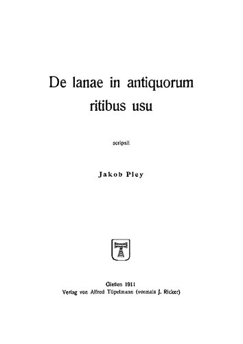 ﻿De lanae در antiquorum ritibus usu