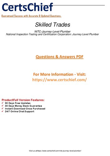 ﻿شرکت ملی تست و صدور گواهینامه بازرسی (NITC) آزمون Journey Level Plumber را برای کسانی که به دنبال دریافت گواهینامه به عنوان یک لوله کش ماهر هستند ارائه می دهد.