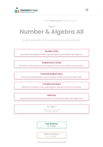 ﻿Revision village Math AI HL - عدد و جبر - بانک سوالات سختی متوسط