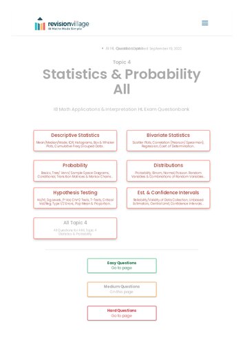 ﻿Revision village Math AI HL - Statistics