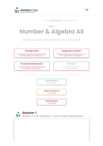 ﻿Revision village Math AI SL - Number